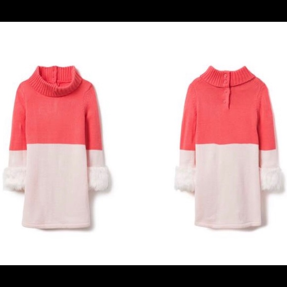 Janie and Jack Other - Orange coral long sleeve faux fur dress